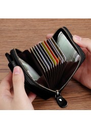 2022 Smart Wallet Men Wallets RFID Card Holder 100% Vintage Leather Card Wallet Coin Pocket Money Bag tarjetero hombre