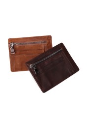 GENODERN New Mini Card Holder With Zipper Coin Pocket Mini Wallet Men Small Wallet Male Functional Card Wallet