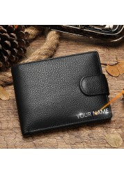 2020 New Men Leather Wallets Name Embossing Hasp Male Long Purses 100% Genuine Leather Vintage High Quality Wallet Men