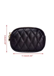 D0LF Women's Faux Leather Mini Wallet Double Zipper Diamond Multi Coin Purse Clutch