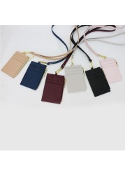 Cowhide Initial Lettering Card Holder Cowhide Card Holder with Name Place and Long Lanyard for Carrying Men and Women Cards Pull Out Easily