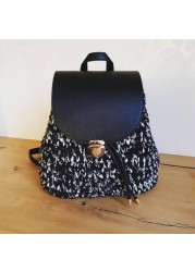 Handmade Sewing Handbag, Hollow Out Leather Cover, Backpack Knitting Accessories