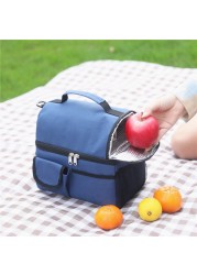 2 Layer Waterproof Lunch Bag Leakproof Thermal Fresh Cooler Thermal Picnic Food Fruit Bag Insulated Lunch Bag For Men Women