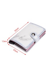 Marble card package aluminum alloy RFID anti-theft credit card box business card box simple PU Leather Wallet