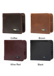 Smart Anti-lost Wallets Bluetooth Compatible Tracker Genuine Leather Men Wallet Card Holder Short Wallet Thin Free Emboss