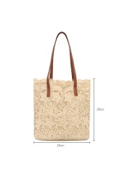 Lace Perforated Shoulder Bag for Women Elegant Beach Bag Large Capacity Composite Collection Summer 2021