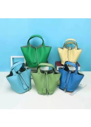 bags for women 2021 designer genuine leather luxury cowhide shoulder bucket bag classic daily hand bag elegant lady handbag