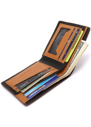 New Men Retro Wallets Business Cards Wallet Men Slim Short Purses PU Leather Credit Card Holders Luxury Design Purse 2022