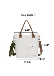 Canvas Bags Women Shopper Handbag Casual Women Handbag 2021 Solid Color Classic Bag Large Capacity Multi Pocket Crossbody Bag