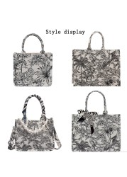 2022 women luxury shoulder bag designer handbag fashion girls jacquard embroidery female shopper canvas brand designer tote bags