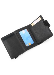 DIENQI Rfid Blocking Card Holder Men Wallets Slim Thin Leather Metal Magic Smart Wallet Male Coin Purse Coffee Wallets for Men