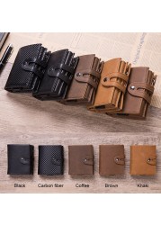 DIENQI Rfid Card Holder Smart Wallets Mens Leather Trifold Wallet Black Vintage Short Male Purses With Coin Pocket Walet Fleet