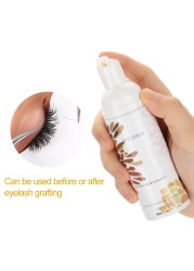 60ml Eyelash Foam Cleanser Shampoo Mousse for Eyelashes Extension Brush Set Eye Lash Cleaning Foam Pump No Stimulation Clean