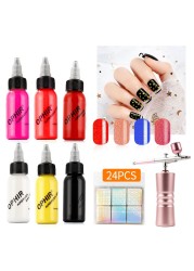 Nail Airbrush Inks 4 Colors 30ml Spray Gun Nail Art Nail Polish Pigments Airbrush Set Manicure Tools