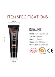 Rosalind 15ml Poly UV Nail Extension Gel 102 Colors Nail Art Design Manicure Semi Permanent Varnish Nail Polish Building Gel