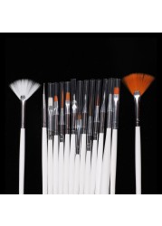 15pcs/set Nail Art Brush Manicure Gel Brush Dotting Painting Design Nail Brushes Liquid Powder Carving Brush Manicure Decoration