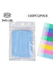 100pcs/bag Disposable Eyelashes Extension Brush Individual Lash Removal Swab Micro Brush For Eyelashes Extension Tools