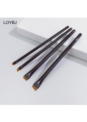 Loebig Professional Eye Makeup Brushes Flat Eyeliner Brush Angled Eyebrow Cosmetic Brush Outline Super Fine Make Up Brushes Set