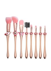 Anime Cosplay Brush Cosmetic Makeup Brushes Tool Set 8pcs Kit Eye Liner Shader Foundation Powder Natural Synthetic Hair Pink