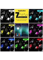 Car Interior Light RGB LED Decorative Light Strip With USB Wireless Remote Music Control Multimedia Car Foot Light