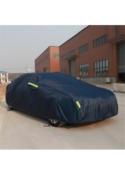 190T Universal Full Car Cover Blue Outdoor Snow Ice Dust Sun UV Shade Cover Auto Exterior Accessories Fit Suv Sedan Hatchback