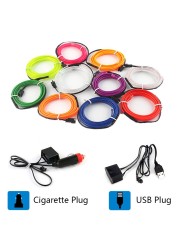 Car Interior EL Wire Ambient LED Flex RGB Strip Auto Flexible Atmosphere Nino Soft Tube USB Lamp Light Strip Rope Sticker Lamp