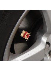 4pcs Car Wheel Air Valve Cover Tire Rhinestone Crown Pattern Brass Core Auto Truck Tire Rim Stem Dust Cover Air Universal Accessories