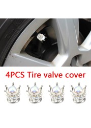 4pcs Universal Crown Car Tire Valve Caps Replacement ABS Dust-proof Car Wheel Tire Valve Cover Cover Car Accessories