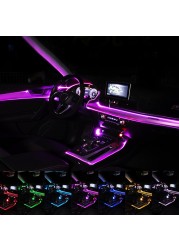 سيارة EL النيون قطاع ضوء سيارة المحيطة ضوء الصوت التحكم ضوء RGB LED ديكور السيارات جو مصباح مع ولاعة السجائر 12 فولت