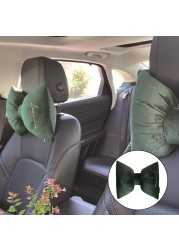 Nordic sleep cute home zipper closure velvet car headrest detachable neck pillow office waist pillow bow tie minimalist washable