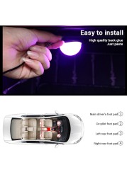 Blalion 4in1 Led ضوء السيارة الداخلية أحادية اللون USB القدم المحيطة مصباح 12 فولت LED مصباح الجو الأزرق/الجليد الأزرق/الوردي اكسسوارات السيارات