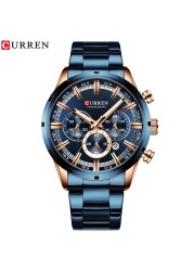 Curren Men's Watch Blue Dial Stainless Steel Band Date Business Men's Watches Waterproof Luxuries Men Wrist Watches for Men