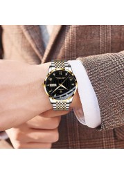 POEDAGAR Men's Watch Fashion Business Quartz Watches Swiss Brand Luxury Waterproof Luminous Stainless Steel Stain Men Wristwatches