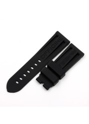 22mm 24mm 26mm Army Green Black Orange Blue Red White Rubber Silicone Whatchband Watch Band for Panerai Strap Belt Buckle