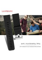 High quality waterproof rubber watchband fit suunto TRAVERSE Alpha series watch 24mm silicone straps with stainless steel clasp