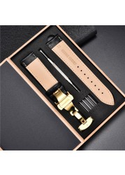 Leather Straps With Box For Samsung Galaxy Watch 4 40mm 44mm/4 Classic 42mm 46mm Active 2 Band Replacement Watchband Bracelets