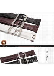 Strap for Swatch 17mm and 19mm, Genuine Leather, Black, Brown, White, Water Resistant, High Quality