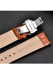 Top luxury crocodile pattern watchband leather straps 18mm 20mm 22mm 24mm with stainless steel automatic clasp wristwatch band