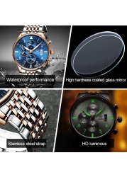 OLEVS Top Brand Watch Men Stainless Steel Business Date Watch Waterproof Luminous Luxury Men's Watches Sport Quartz Wrist Watch