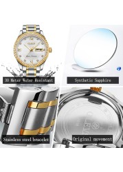 OLEVS Luxury Fashion Men's Quartz Watch Diamond Stainless Steel Watch Waterproof Business Date Sport Men's Watch Exquisite Gift