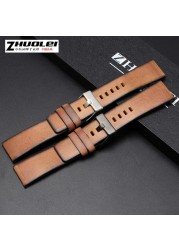 Genuine Quality Retro Genuine Leather Watchband Men For DZ4343 DZ4323 DZ7406 Watch Strap Vintage Italian Leather 22mm 24mm 26mm