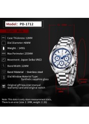 Pagani Design Chronograph Quartz Men's Watch Army Waterproof Stainless Steel Bracelet Clock Luxury Business Fashion Casual 2022