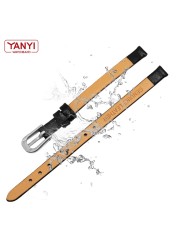 Genuine Leather Watch Bracelet for Women Fashion Watches Wristwatches Small Band 6mm 8mm 10mm 12mm Red White Color Small Strap