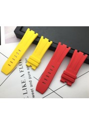 28mm Black Blue 15703 Nature Rubber Silicone Watchband Men Watch Strap Band for AP Watch Audemars & Piguet Strap Logo Tools