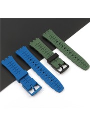 20mm silicone strap female pin buckle watch accessories for swatch SUSB400 SUSW402 men's sports waterproof bracelet watch band