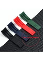 Top Quality 20mm Silicone Rubber Watchband for Role Watch Strap Daytona Submarine GMT OYSTERFLEX Bracelet Folding Buckle