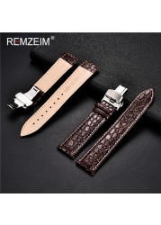 REMZEIM Calfskin Watchband 18mm 19mm 20mm 21mm 22mm 24mm Women Men Leather Strap Watch Band Accessories Wristband