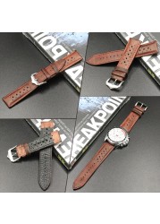 Onthelevel 18mm 20mm 22mm 24mm Genuine Leather Watch Strap Bands Black Blue Brown Multicolor High Quality Men's Watch Band