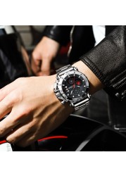 CRRJU Men Watch Luxury Brand Big Dial Stainless Steel Waterproof Chronograph Wrist Watches With Date Relogio Masculino