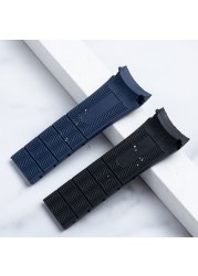 22mm Soft Silicone Rubber Watch Band Ocean Star Caliber 80 Folding Slider Buckle Watchband For Mido Strap Chain Accessories